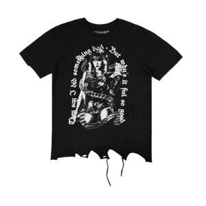 Taylor Swift Something Bad Black Reputation Distressed Cotton Shirt Sz S N